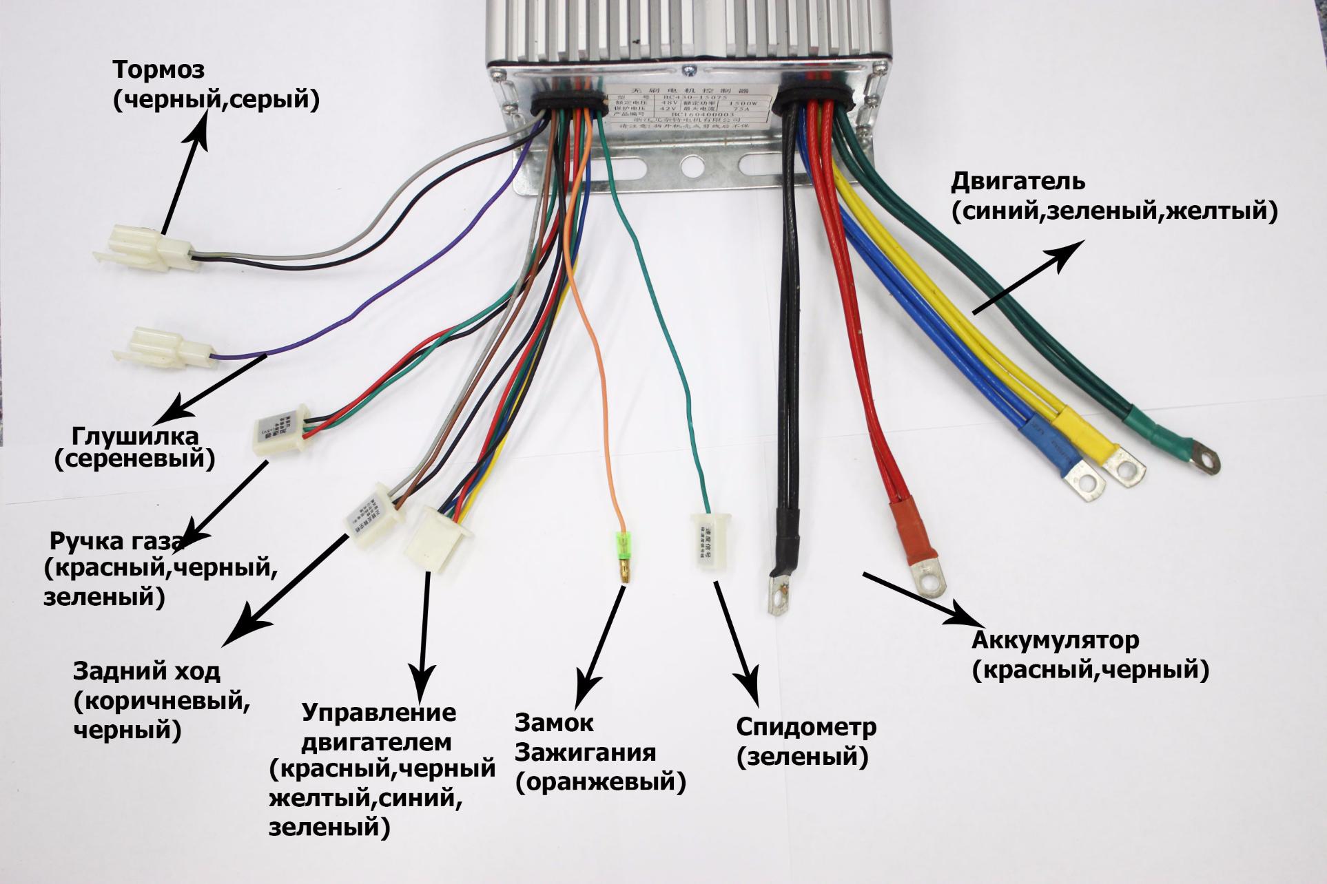 Какой провод идет на питание. Схема контроллера электровелосипеда 48 вольт. Схема подключения контроллера электровелосипеда 48v 1500w. Схема подключения контроллера электровелосипеда 60 v. Контроллер мотор колеса 350 распиновка.